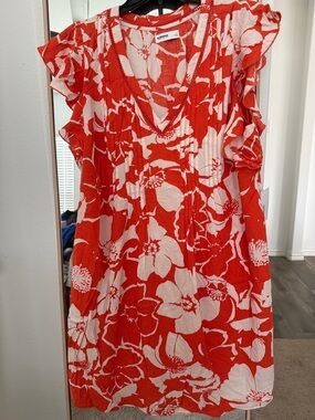 Sanctuary Red & White Floral V-Neck Mini Dress